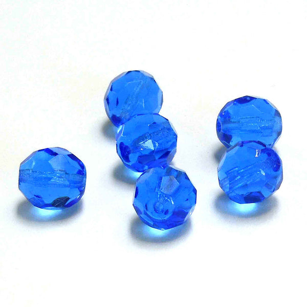 10mm Diamond Cut Glass Beads - Royal Blue - Gutermann - 6 beads in Tube