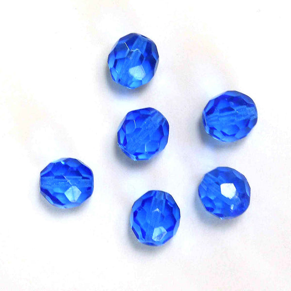 10mm Diamond Cut Glass Beads - Royal Blue - Gutermann - 6 beads in Tube