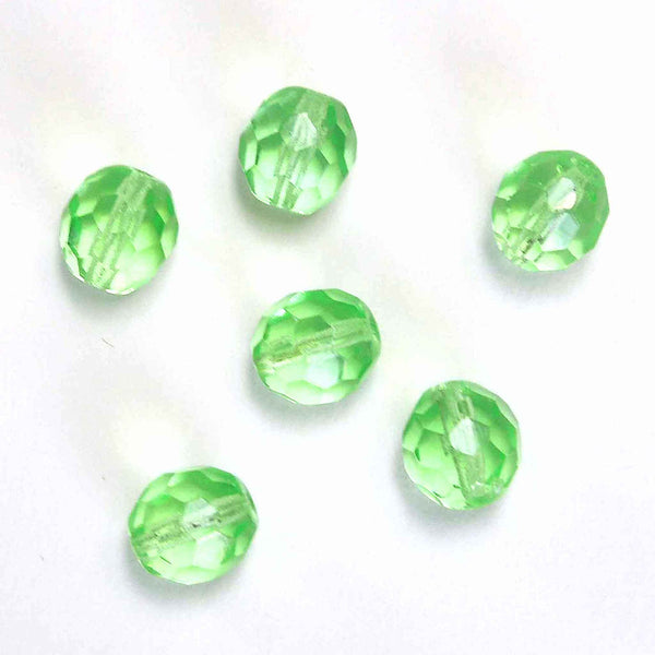 10mm Diamond Cut Glass Beads - Mint Green - Gutermann - 6 beads in Tube