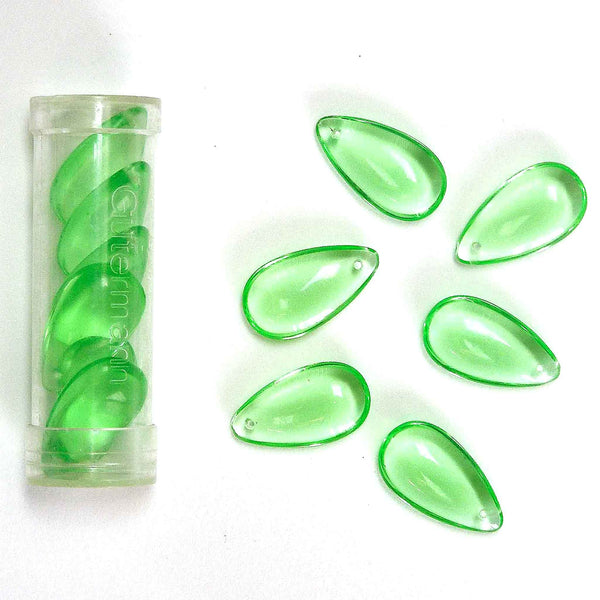 12x21mm Large Drop Glass Beads - Mint Green - Gutermann - 6 beads in Tube