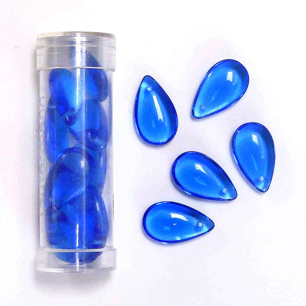 10x18mm Drop Glass Beads - Blue - Gutermann - 10 beads in Tube