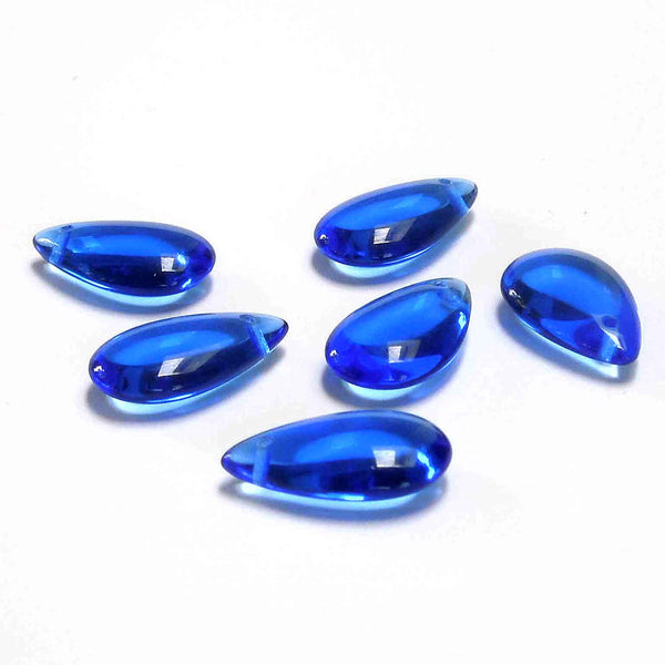 10x18mm Drop Glass Beads - Blue - Gutermann - 10 beads in Tube