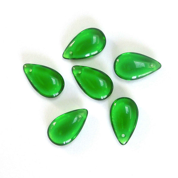 10x18mm Drop Glass Beads - Green - Gutermann - 10 beads in Tube