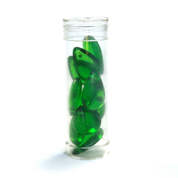 10x18mm Drop Glass Beads - Green - Gutermann - 10 beads in Tube