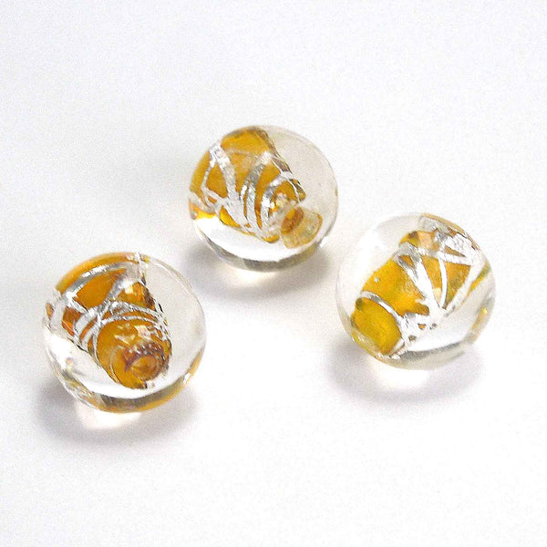 14mm Lamp Glass Beads - Light Amber - Gutermann - 3 beads