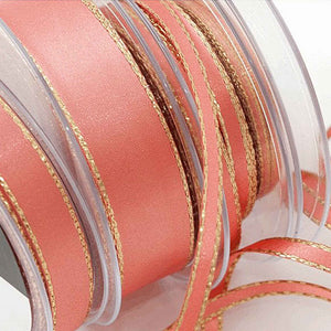 Gold Metallic Edge Satin Ribbon - Rose Gold - Berisfords - 15mm