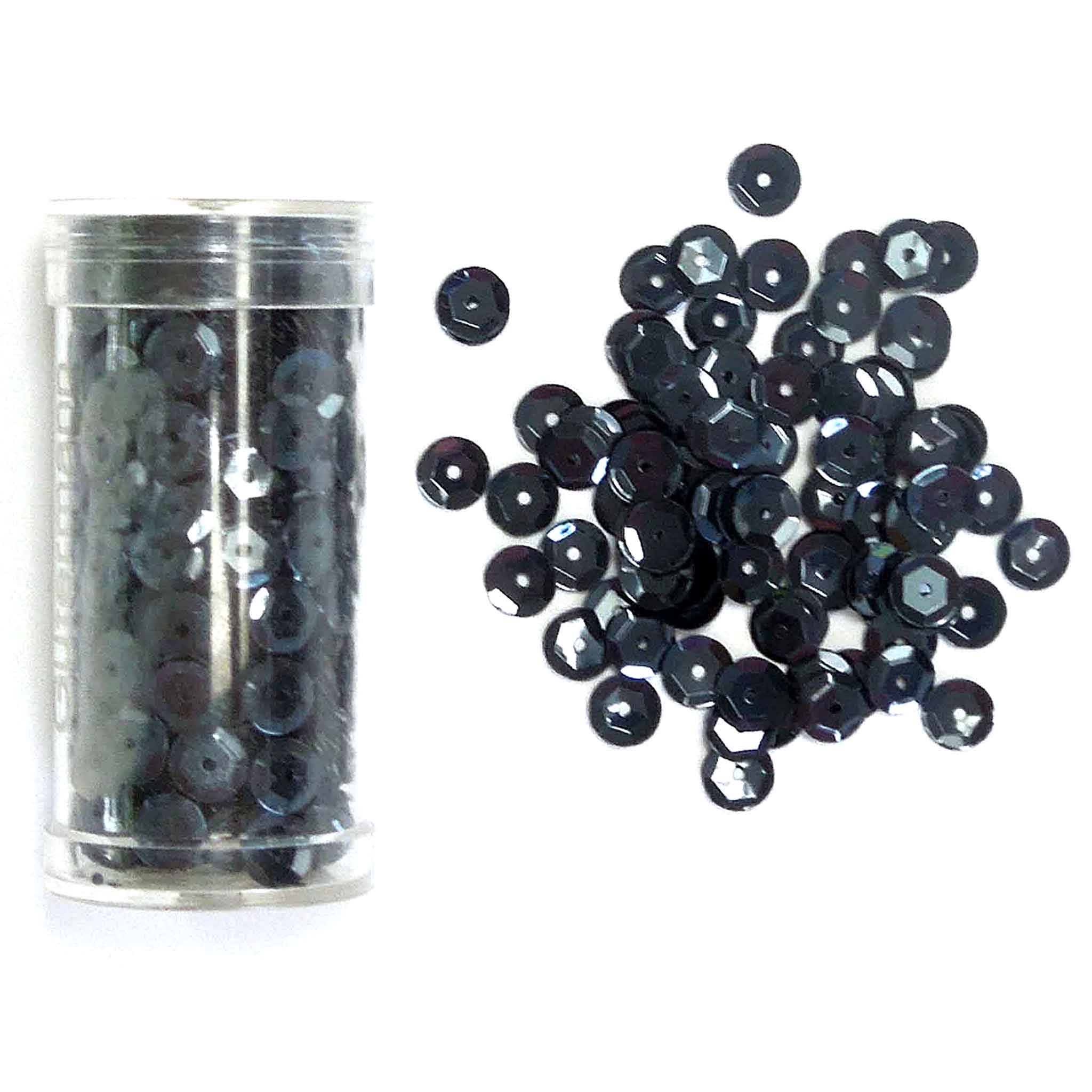 6mm Cupped Sequins - Gunmetal Grey - Gutermann - 9g