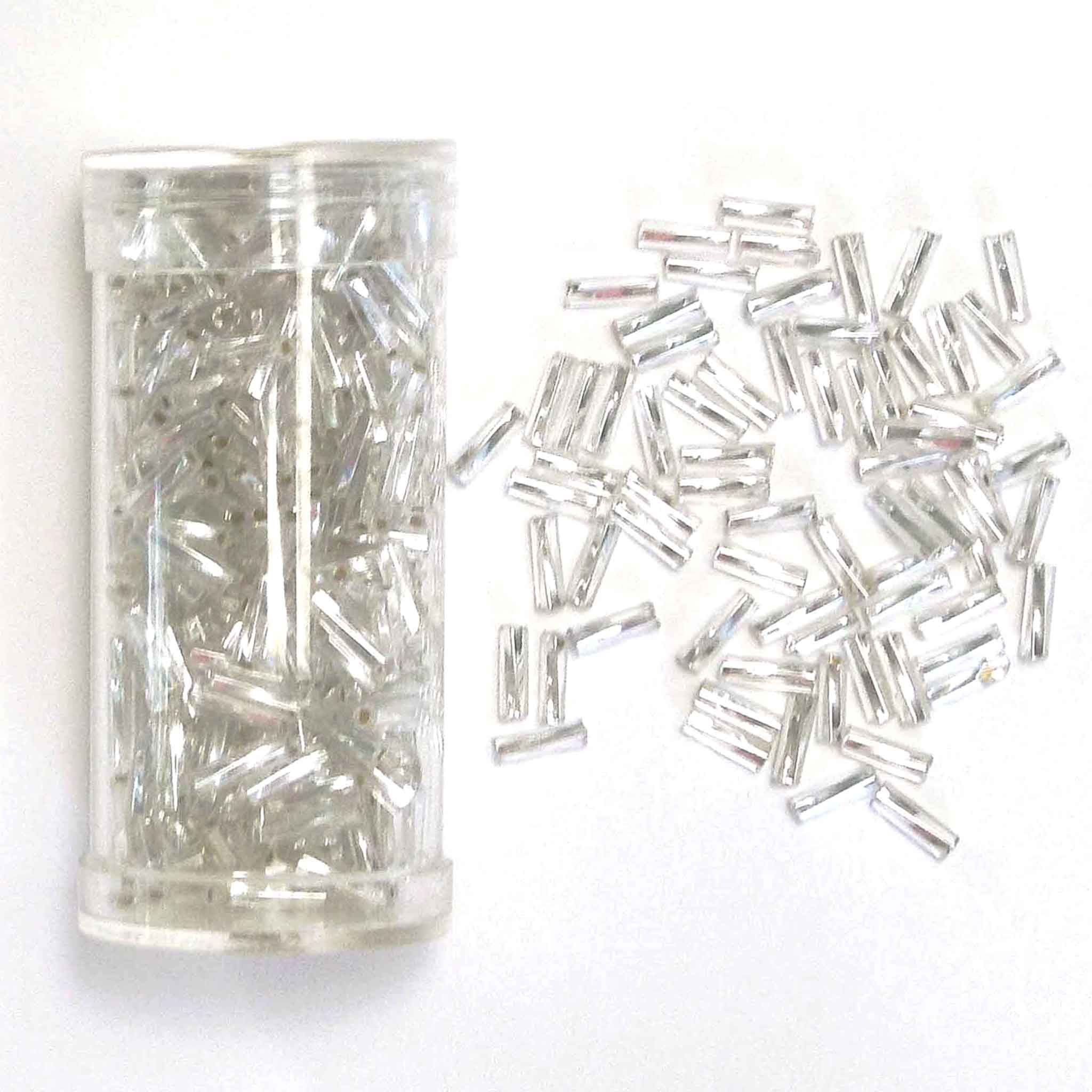 7mm Twisted Glass Bugle Beads - Silver - Gutermann - 24g Large Tube