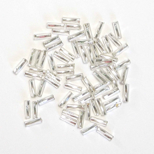 7mm Twisted Glass Bugle Beads - Silver - Gutermann - 24g Large Tube