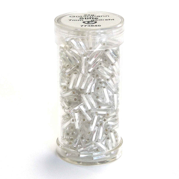 7mm Twisted Glass Bugle Beads - Silver - Gutermann - 24g Large Tube