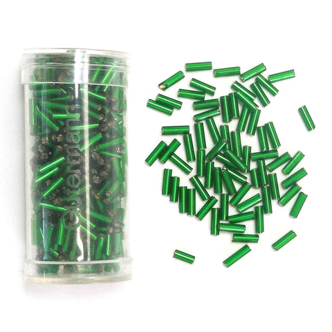 7mm Twisted Glass Bugle Beads - Emerald Green - Gutermann - 22g Large Tube