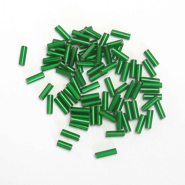 7mm Twisted Glass Bugle Beads - Emerald Green - Gutermann - 22g Large Tube