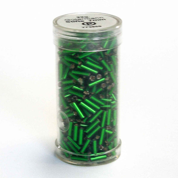 7mm Twisted Glass Bugle Beads - Emerald Green - Gutermann - 22g Large Tube