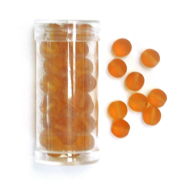 8mm Matt Round Glass Beads - Amber - Gutermann - 42 Beads - Large Tube