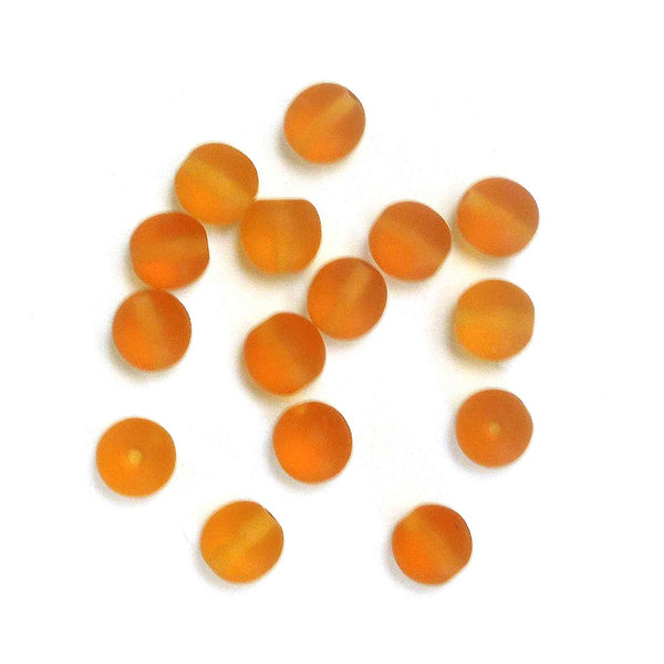 8mm Matt Round Glass Beads - Amber - Gutermann - 42 Beads - Large Tube