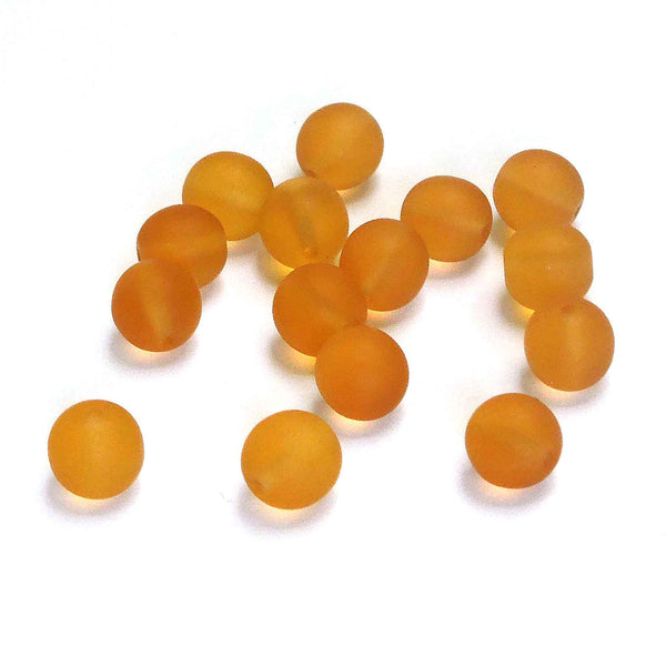 8mm Matt Round Glass Beads - Amber - Gutermann - 42 Beads - Large Tube