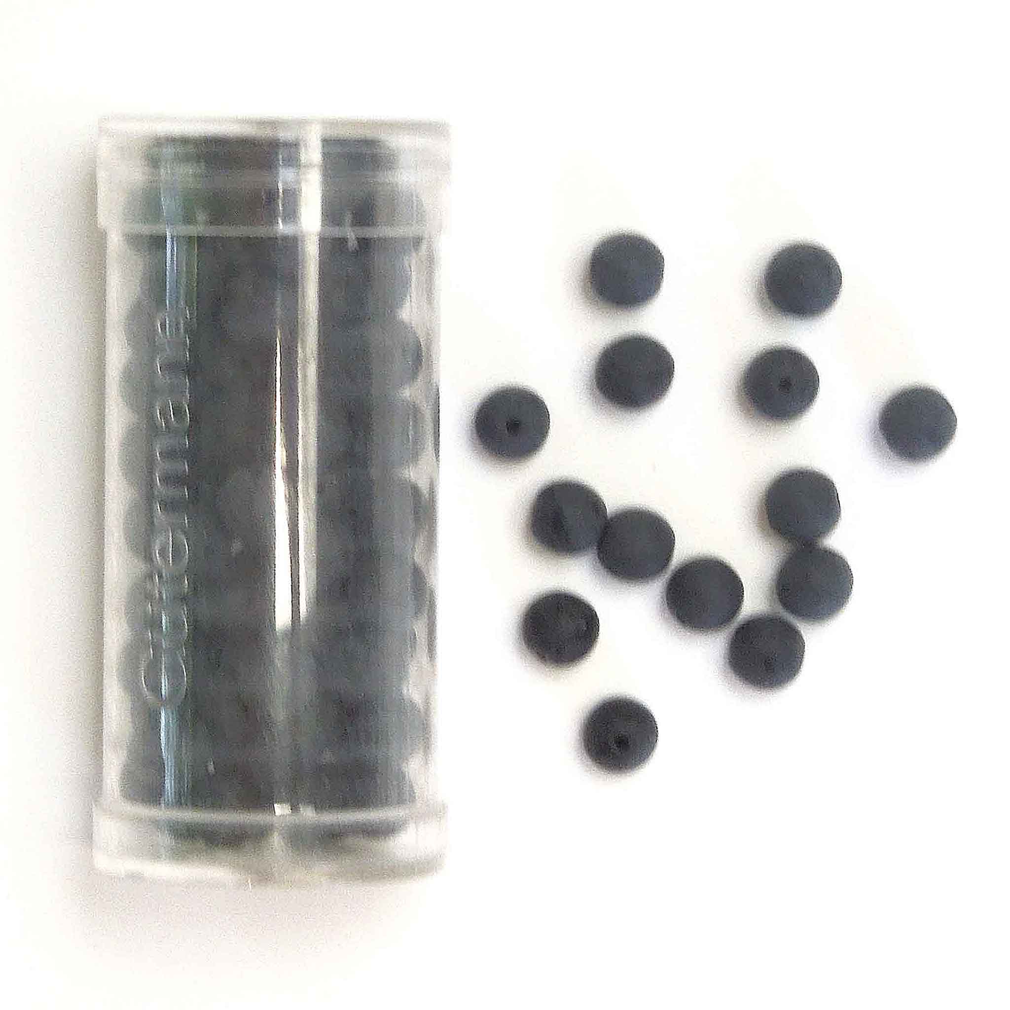 6mm Matt Round Glass Beads - Black - Gutermann - 96 Beads - Large Tube