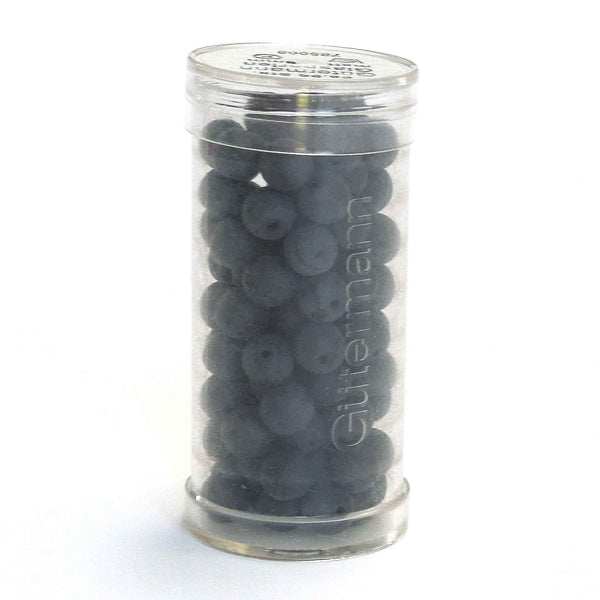 6mm Matt Round Glass Beads - Black - Gutermann - 96 Beads - Large Tube