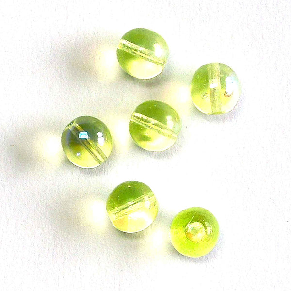 8mm Round Rainbow Glass Beads - Yellow - Gutermann - 14 beads in Tube