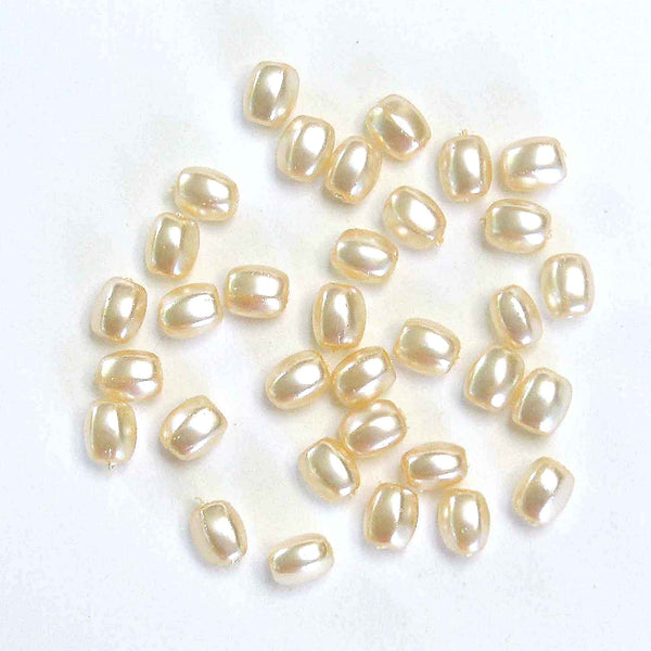 Shaped Glass Pearl Beads - Rice - Ivory - Gutermann - 100 beads in Tube