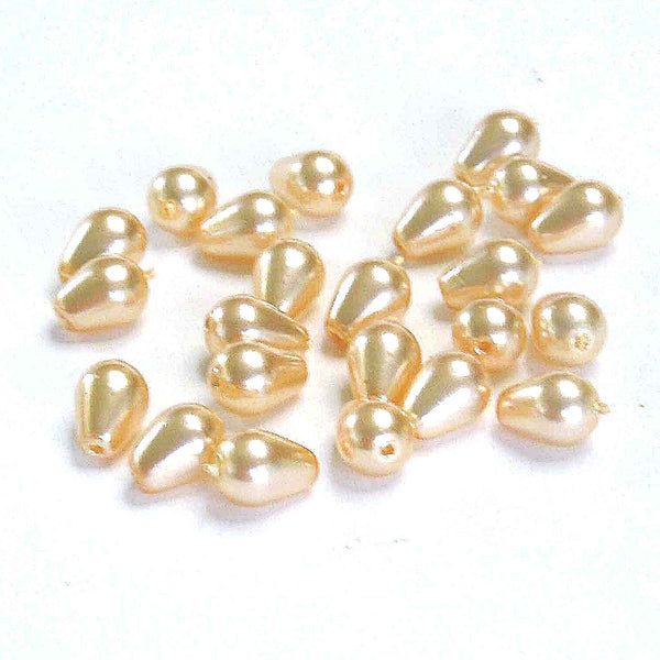 Shaped Glass Pearl Beads - Small Drops - Champagne - Gutermann - 70 beads in Tube