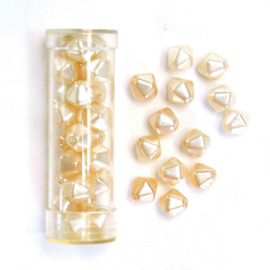 Shaped Glass Pearl Beads - Large Pyramid - Champagne - Gutermann - 26 beads in Tube