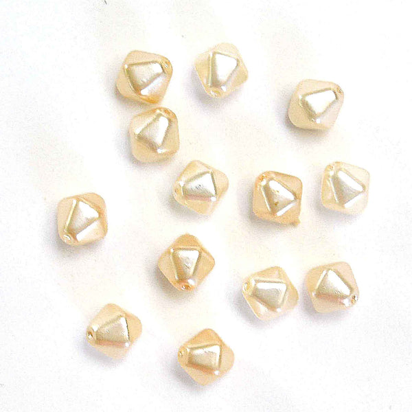 Shaped Glass Pearl Beads - Large Pyramid - Champagne - Gutermann - 26 beads in Tube