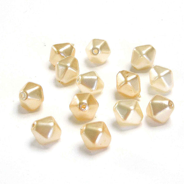 Shaped Glass Pearl Beads - Large Pyramid - Champagne - Gutermann - 26 beads in Tube