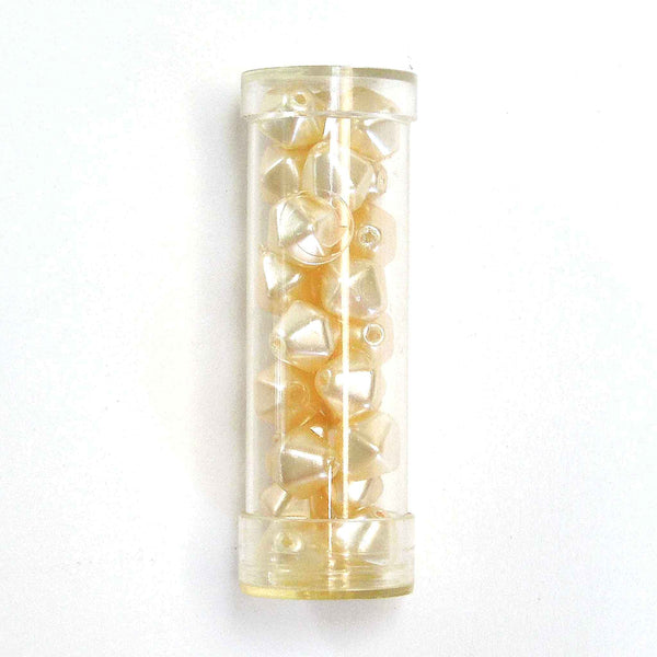 Shaped Glass Pearl Beads - Large Pyramid - Champagne - Gutermann - 26 beads in Tube