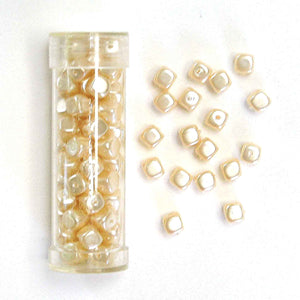 Shaped Glass Pearl Beads - Medium Square - Champagne - Gutermann - 70 beads in Tube