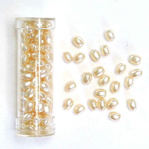 Shaped Glass Pearl Beads - Rice - Ivory - Gutermann - 100 beads in Tube