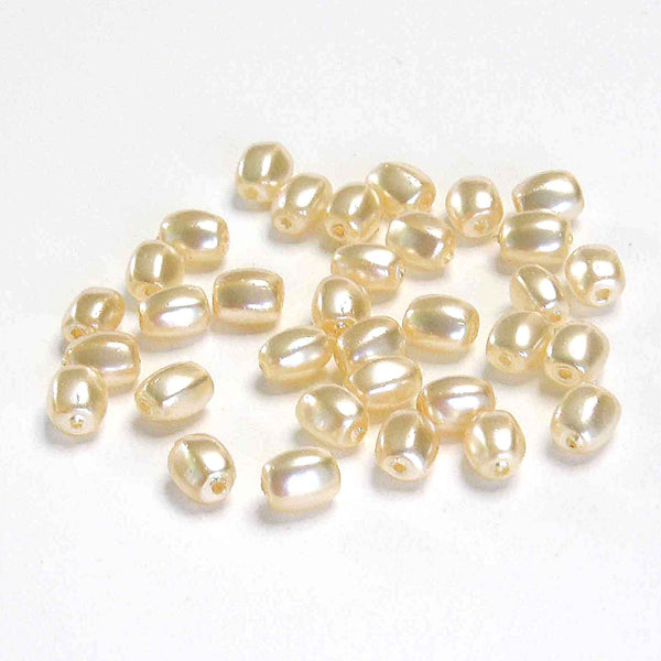 Shaped Glass Pearl Beads - Rice - Ivory - Gutermann - 100 beads in Tube