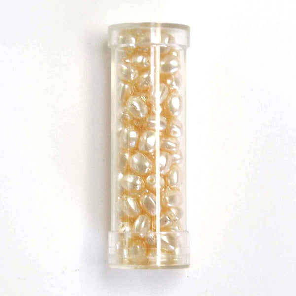 Shaped Glass Pearl Beads - Rice - Ivory - Gutermann - 100 beads in Tube