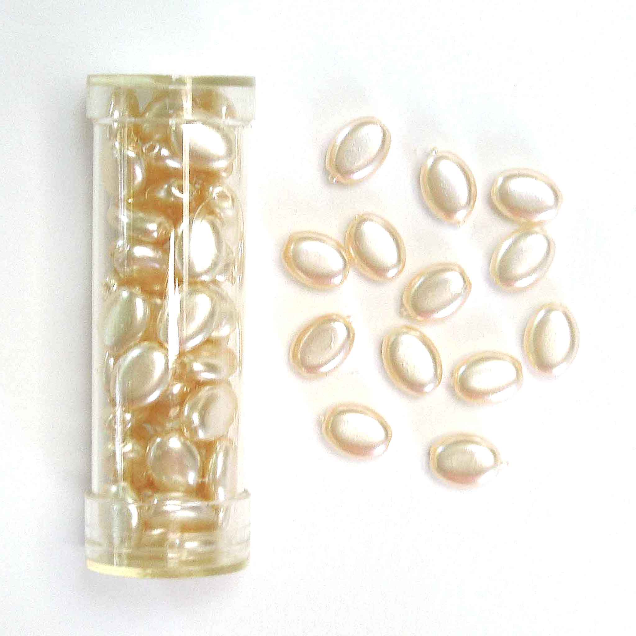 Shaped Glass Pearl Beads - Medium Oval - Ivory - Gutermann - 50 beads in Tube