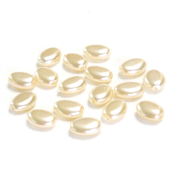 Shaped Glass Pearl Beads - Medium Oval - Ivory - Gutermann - 50 beads in Tube