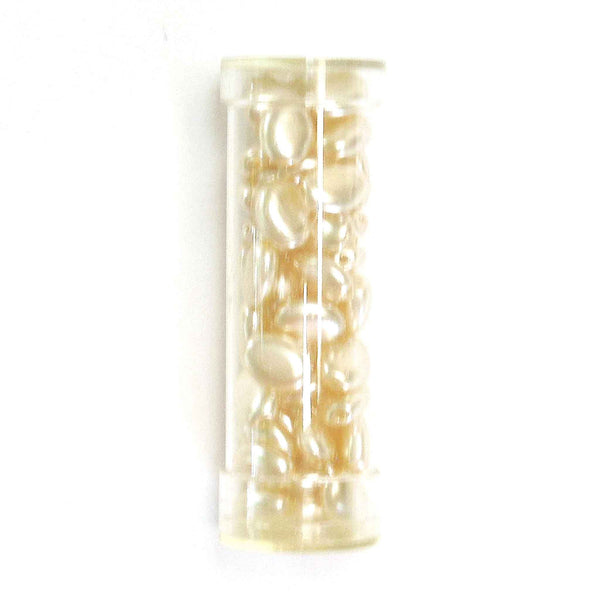 Shaped Glass Pearl Beads - Medium Oval - Ivory - Gutermann - 50 beads in Tube