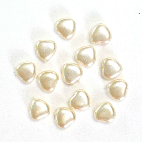 Shaped Glass Pearl Beads - Small Hearts - Ivory - Gutermann - 38 beads in Tube