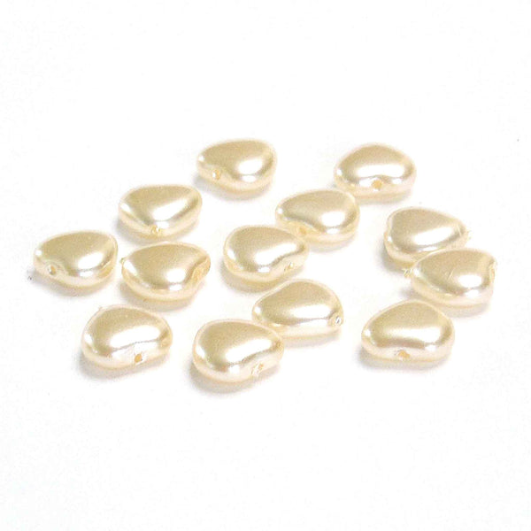 Shaped Glass Pearl Beads - Small Hearts - Ivory - Gutermann - 38 beads in Tube