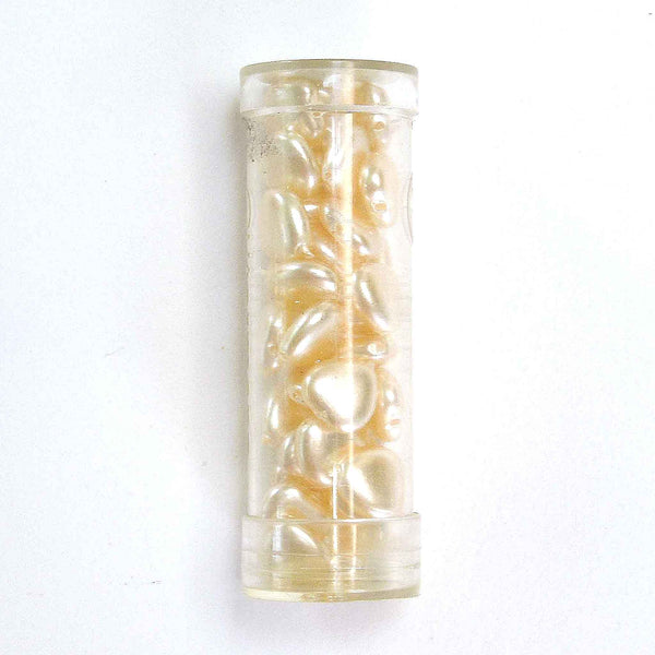 Shaped Glass Pearl Beads - Small Hearts - Ivory - Gutermann - 38 beads in Tube