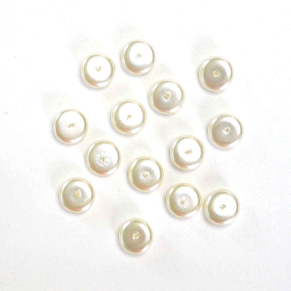 Shaped Glass Pearl Beads - Large Discs - Ivory - Gutermann - 44 beads in Tube