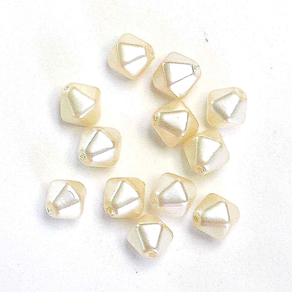 Shaped Glass Pearl Beads - Large Pyramid - Ivory - Gutermann - 26 beads in Tube