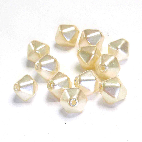 Shaped Glass Pearl Beads - Large Pyramid - Ivory - Gutermann - 26 beads in Tube