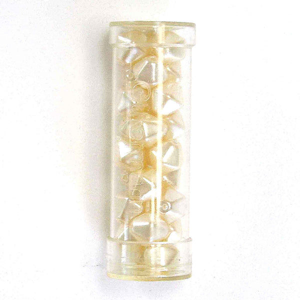 Shaped Glass Pearl Beads - Large Pyramid - Ivory - Gutermann - 26 beads in Tube