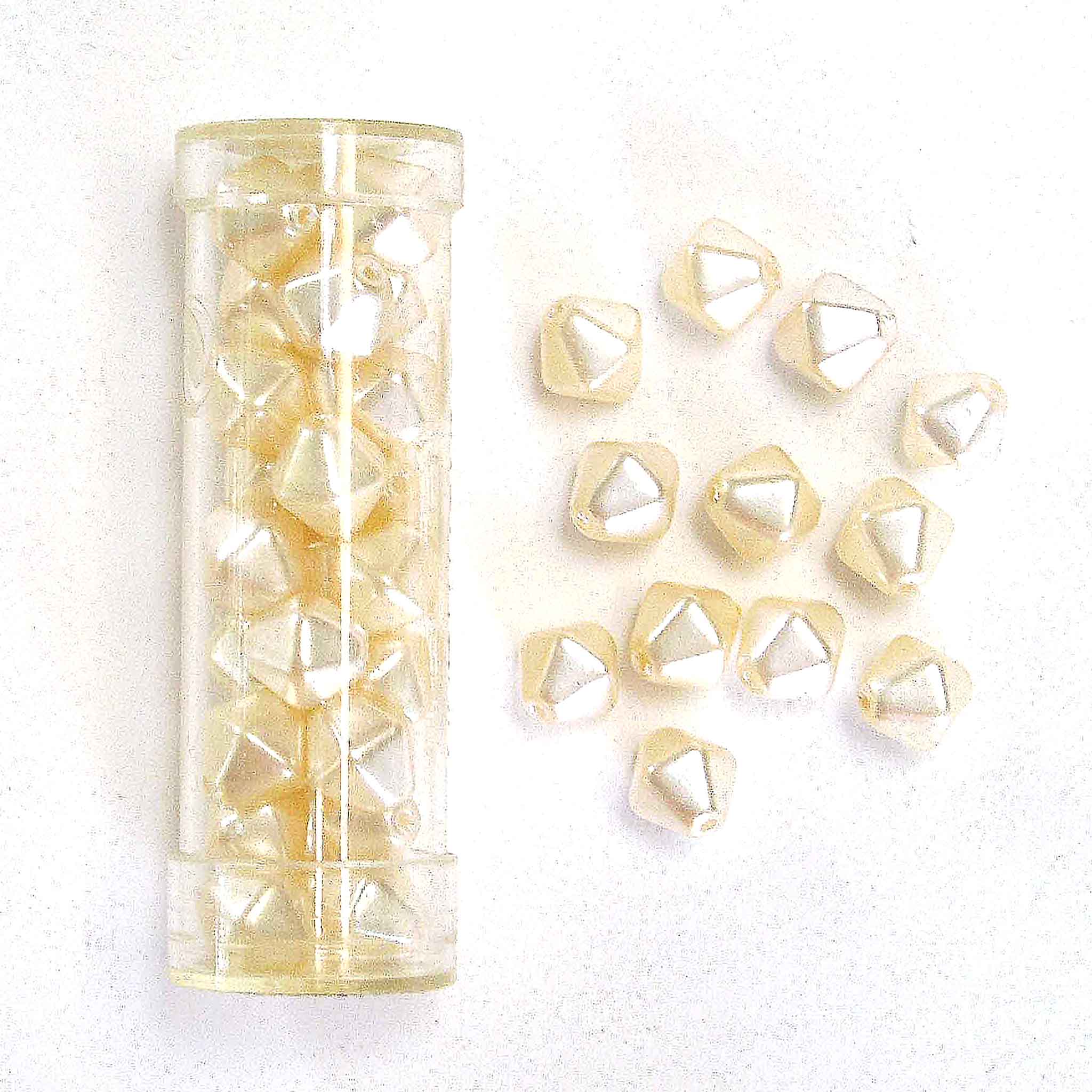 Shaped Glass Pearl Beads - Large Pyramid - Ivory - Gutermann - 26 beads in Tube