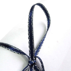 Silver Metallic Edge Satin Ribbon - Navy Blue - Berisfords - 7mm