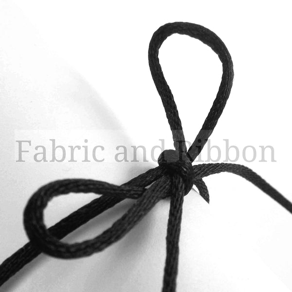 2mm Rattail Cord - Black - Rope Ribbon - Berisfords