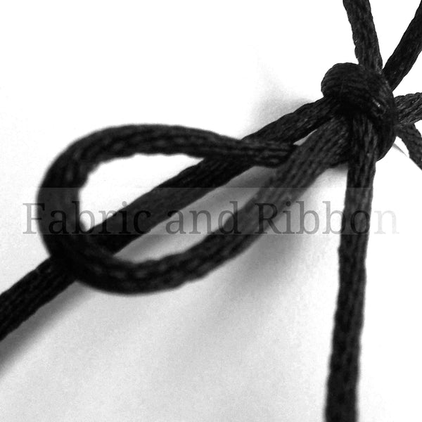 2mm Rattail Cord - Black - Rope Ribbon - Berisfords