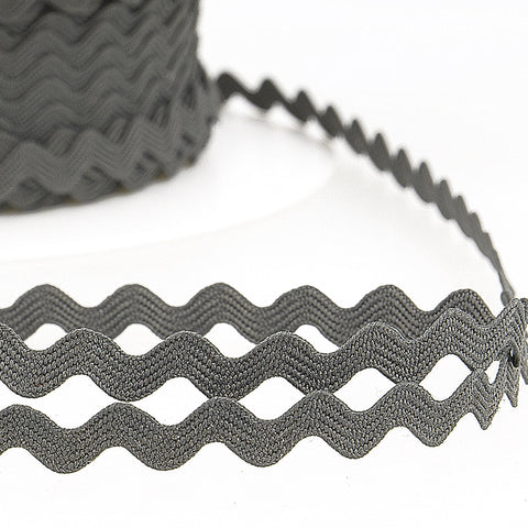 8mm Ric Rac Trim - Dark Grey - Stephanoise