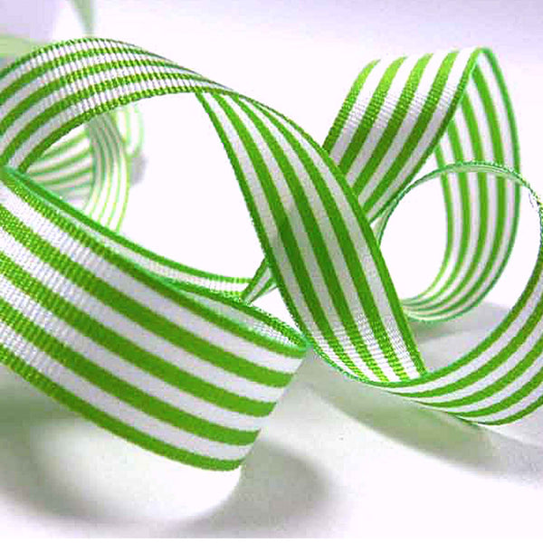 Striped Ribbon - Meadow Green - Berisfords - 9mm - 16mm - 25mm