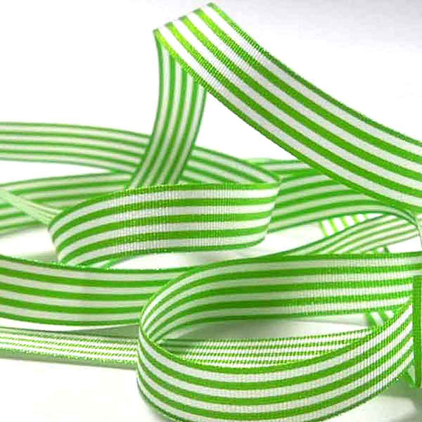 Striped Ribbon - Meadow Green - Berisfords - 9mm - 16mm - 25mm